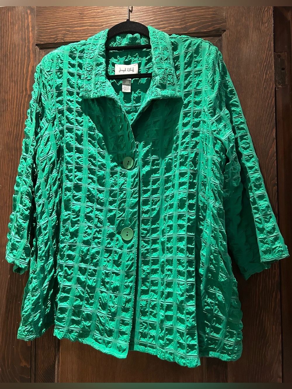 Joseph Ribkoff Vibrant Green Textured Button Jacket